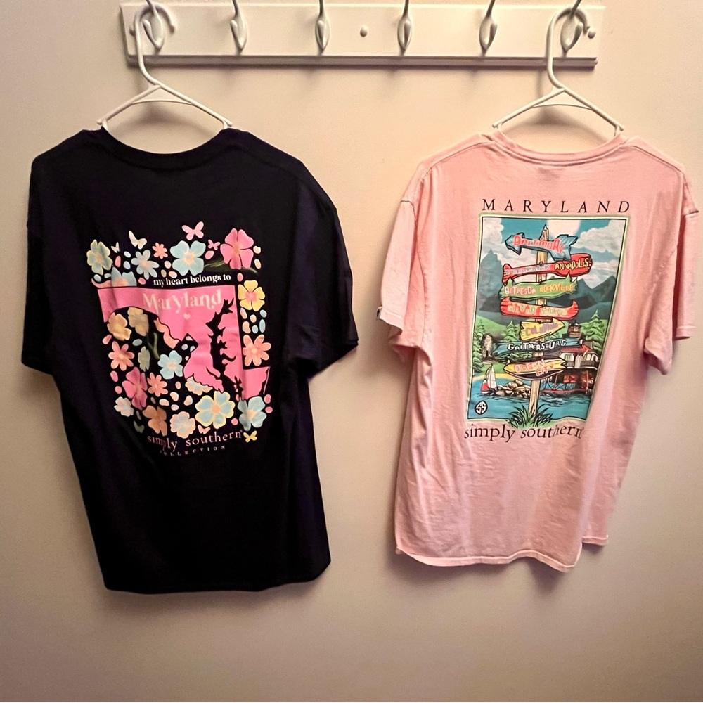 Lot of 2 Simply Southern Maryland themed tshirts NWT (1 of 2) LARGE